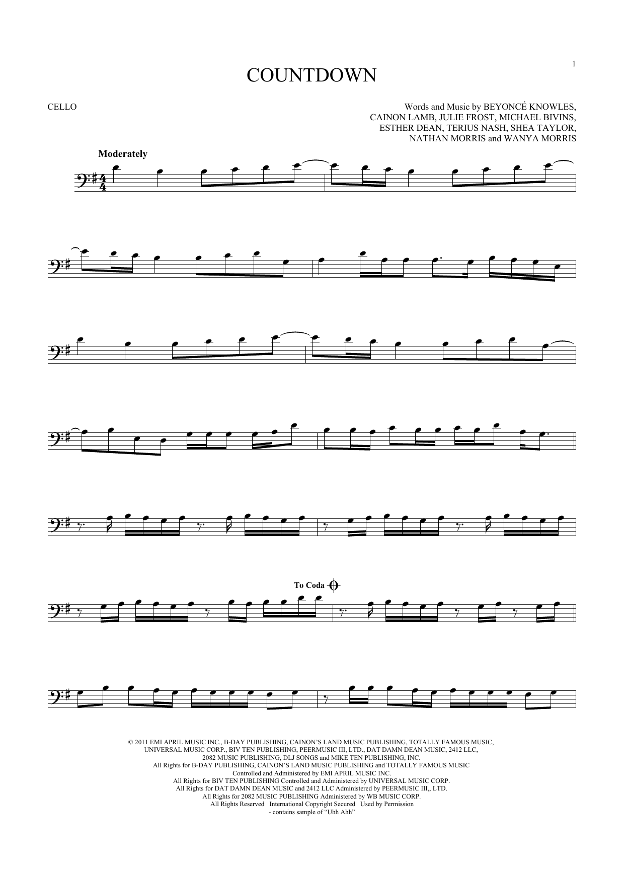 Produktgalerie: Seite 1 von 1 Countdown, Beyoncé, Violoncello