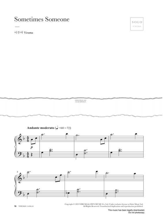 Produktgalerie: Seite 1 von 1 Sometimes Someone, Yiruma, Klavier