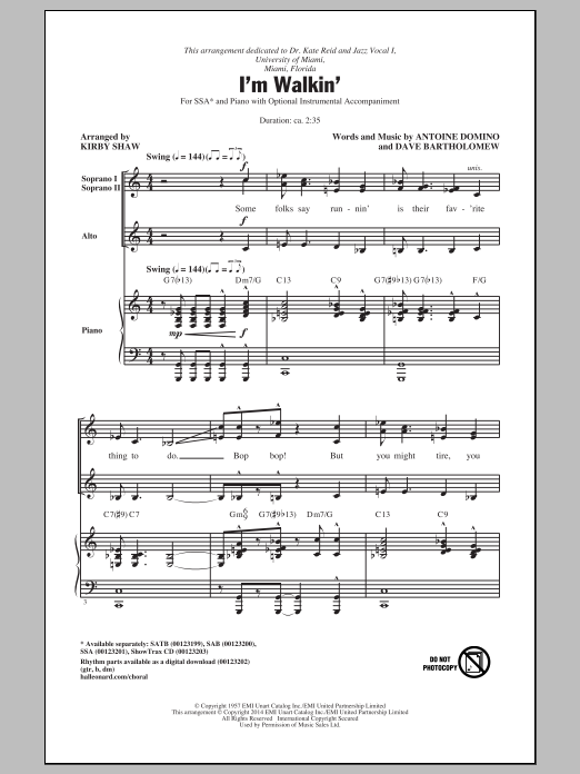 Produktgalerie: Seite 1 von 1 I'm Walkin', Kirby Shaw, Chor