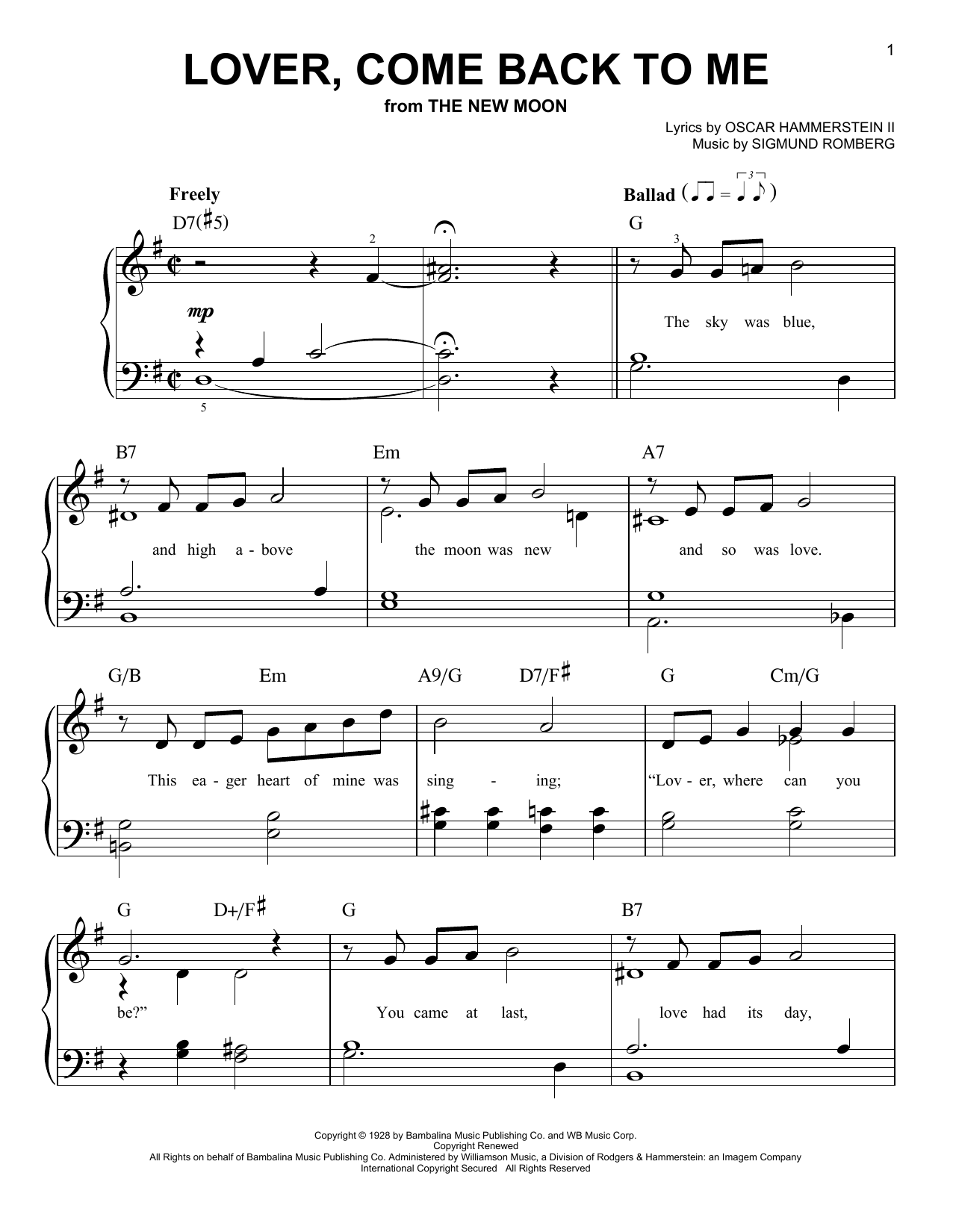 Product gallery: Page 1 of 1 Lover, Come Back To Me, Oscar Hammerstein II