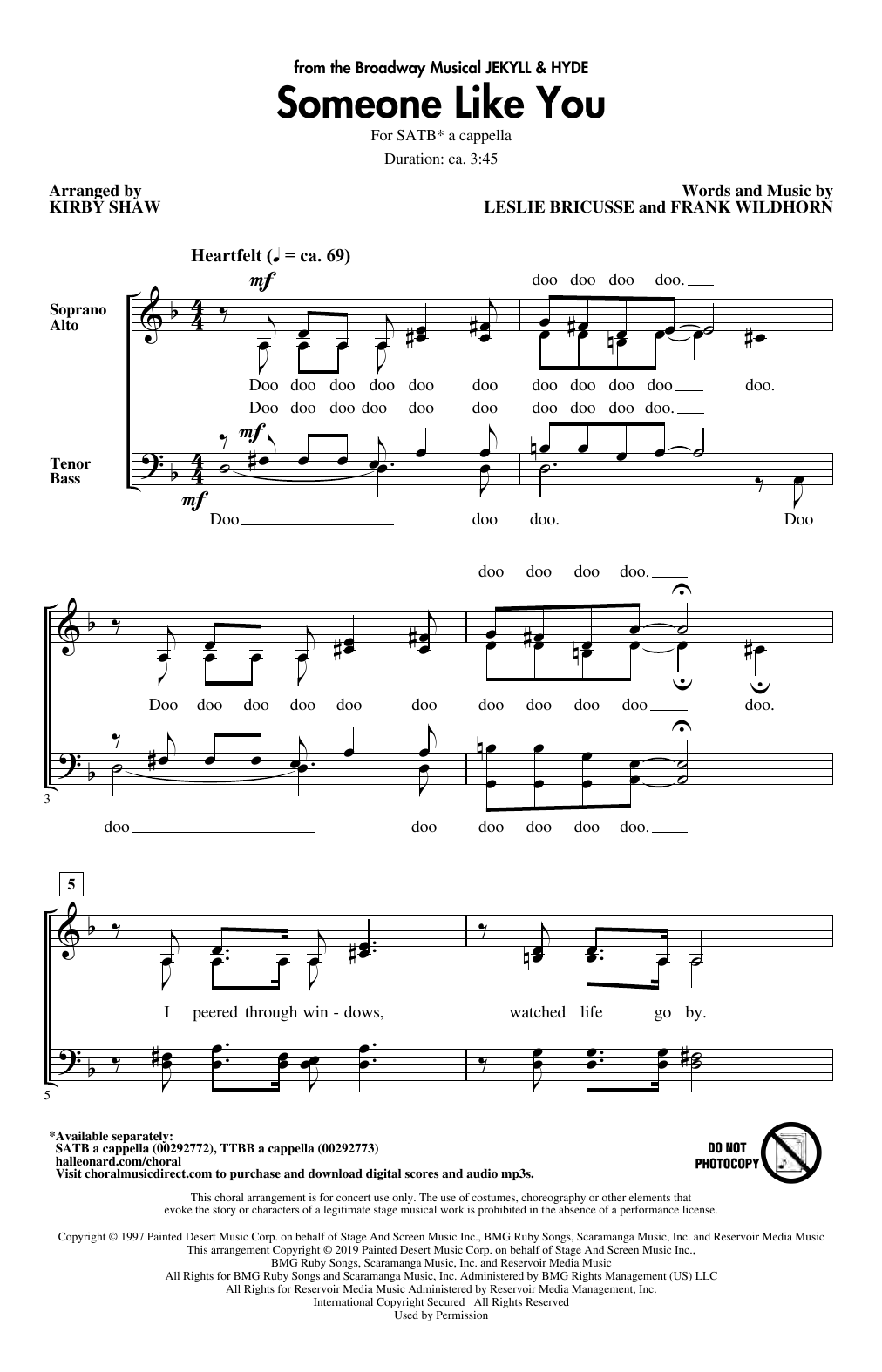Produktbild zu: Someone Like You (from Jekyll & Hyde) (arr. Kirby Shaw)