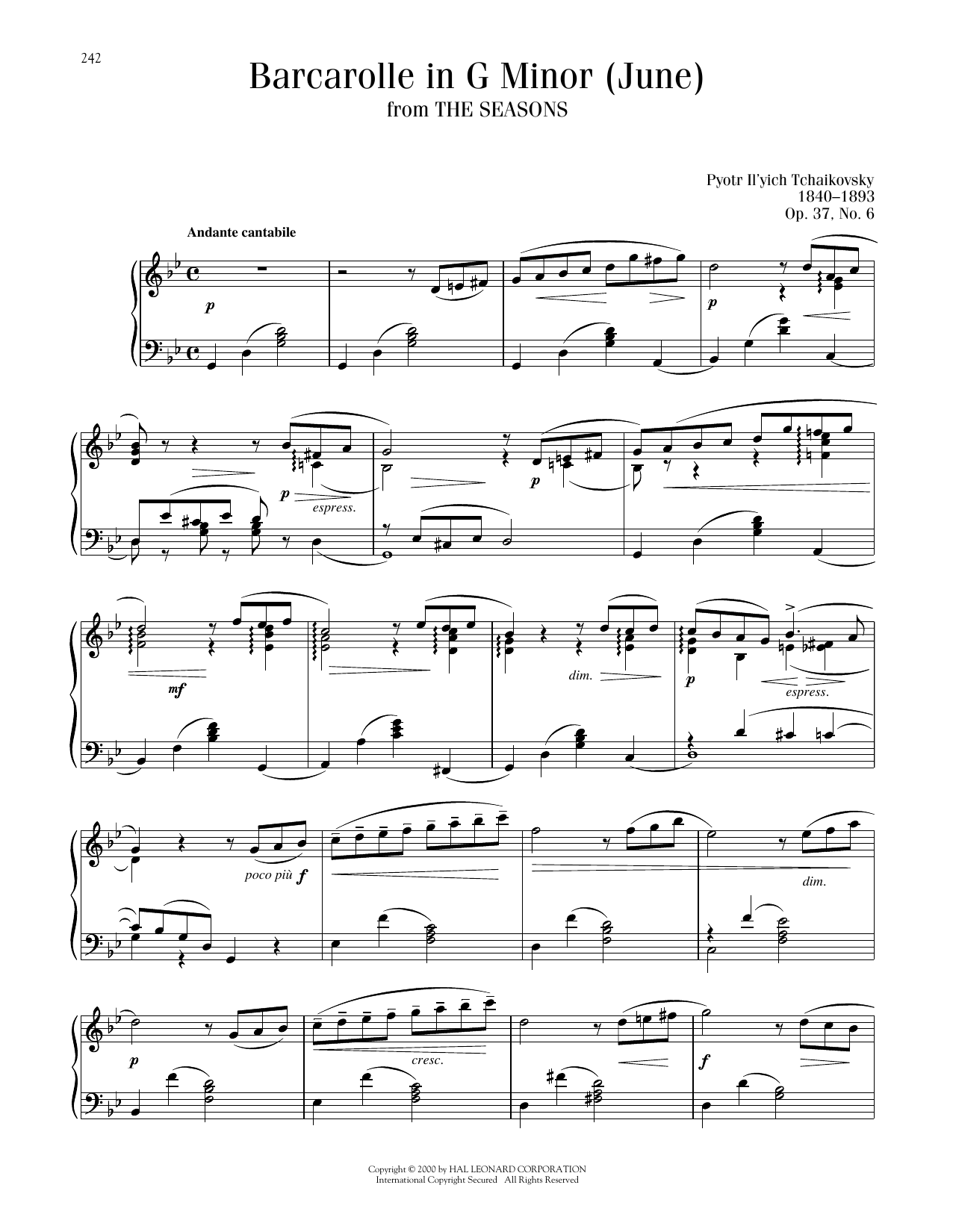 Produktbild zu: June: Barcarolle, Op. 37a/b
