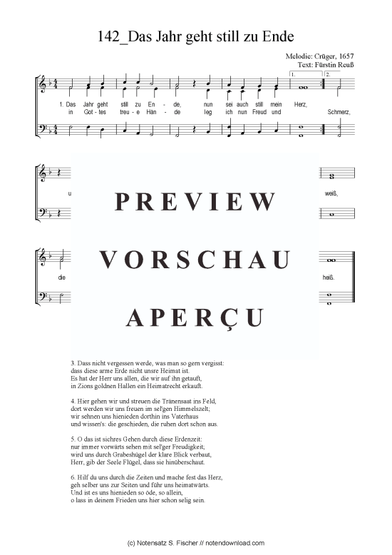 Produktbild zu: Das Jahr geht still zu Ende Crüger, 1657 / Fürstin Reuß