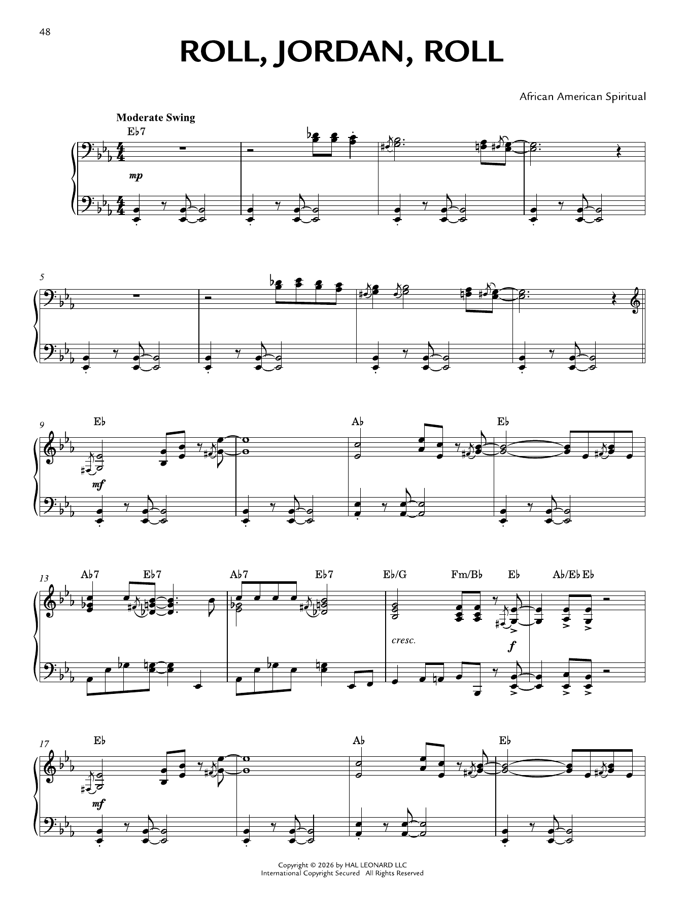 Produktgalerie: Seite 1 von 1 Roll, Jordan, Roll! [Jazz version] (arr. Brent Edstrom), African American Spiritual, Klavier