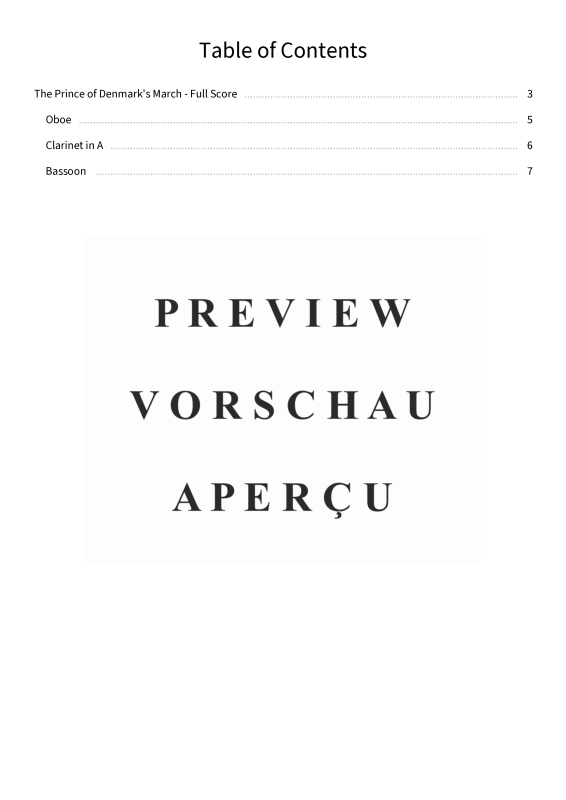 gallery: The Prince of Denmark´s March - from A Collection of Ayres for the Harpsichord or Spinett with very Plain & Easey Directions for Young Beginners, , (Holzbläser Trio Oboe, Klarinette in A + Fagott)