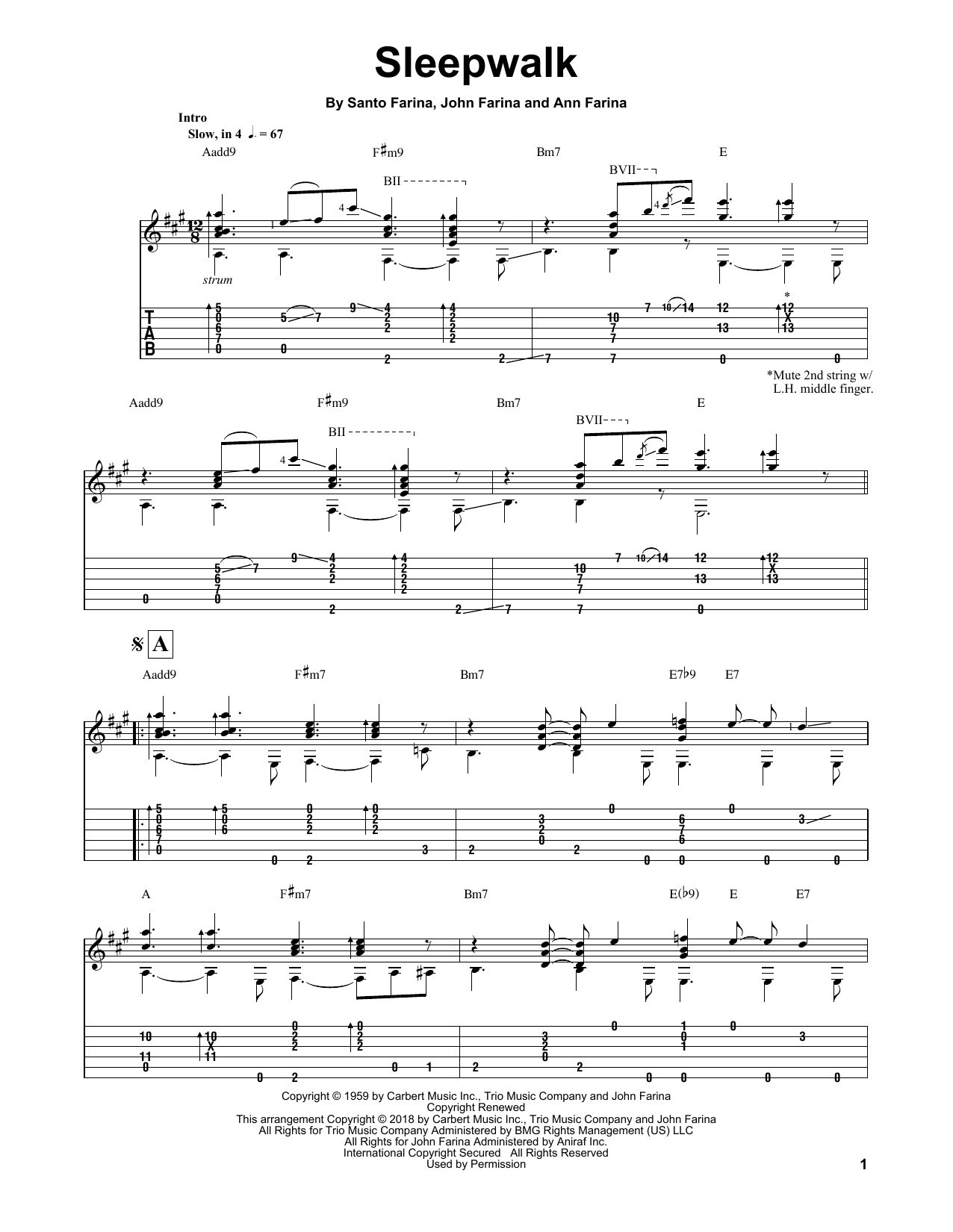 Produktgalerie: Seite 1 von 1 Sleepwalk (Instrumental Version), Santo & Johnny, Gitarre