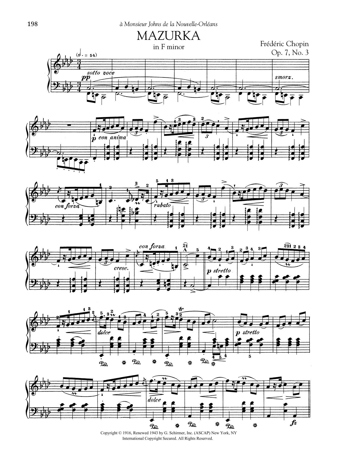 Product gallery: Page 1 of 1 Mazurka in F minor, Op. 7, No. 3, Frédéric Chopin
