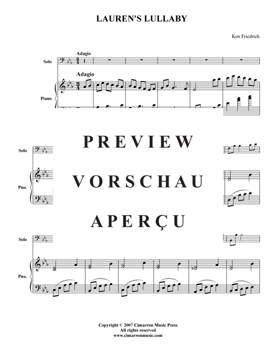 Product gallery: Page 2 of 11 Lauren's Lullaby (for my daughter) , , Baritone/Trombone and Piano