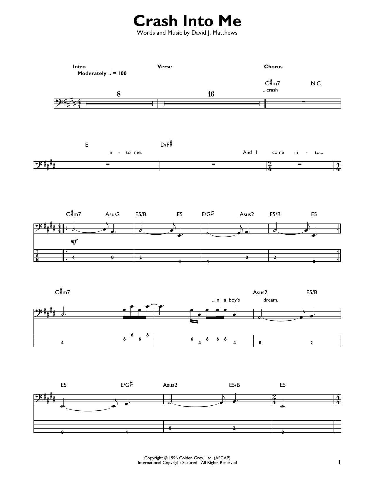 Produktgalerie: Seite 1 von 1 Crash Into Me, Dave Matthews Band, E-Bass, Gitarre