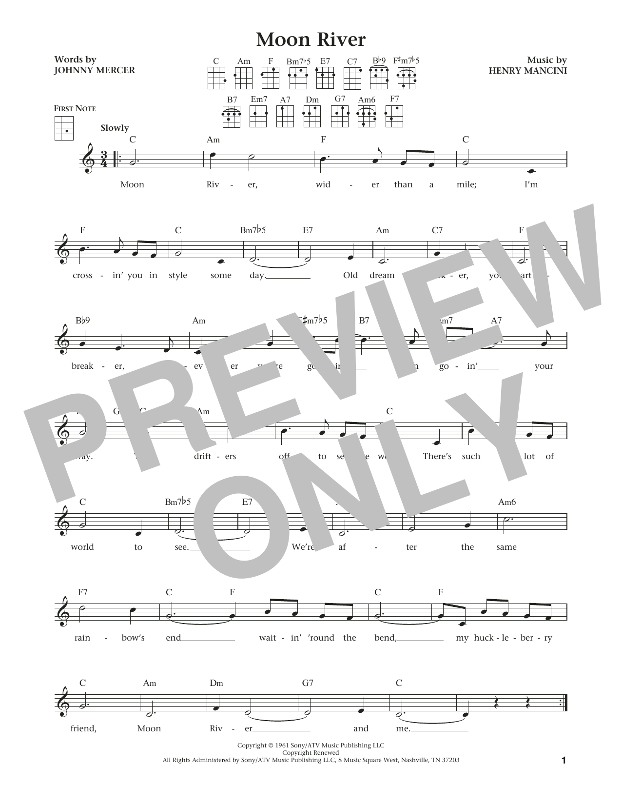 Product gallery: Page 1 of 1 Moon River (from The Daily Ukulele) (arr. Liz and Jim Beloff), Henry Mancini