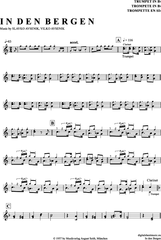 Produktgalerie: Seite 1 von 4 In Den Bergen , Avsenik, Slavko, Trompete in B