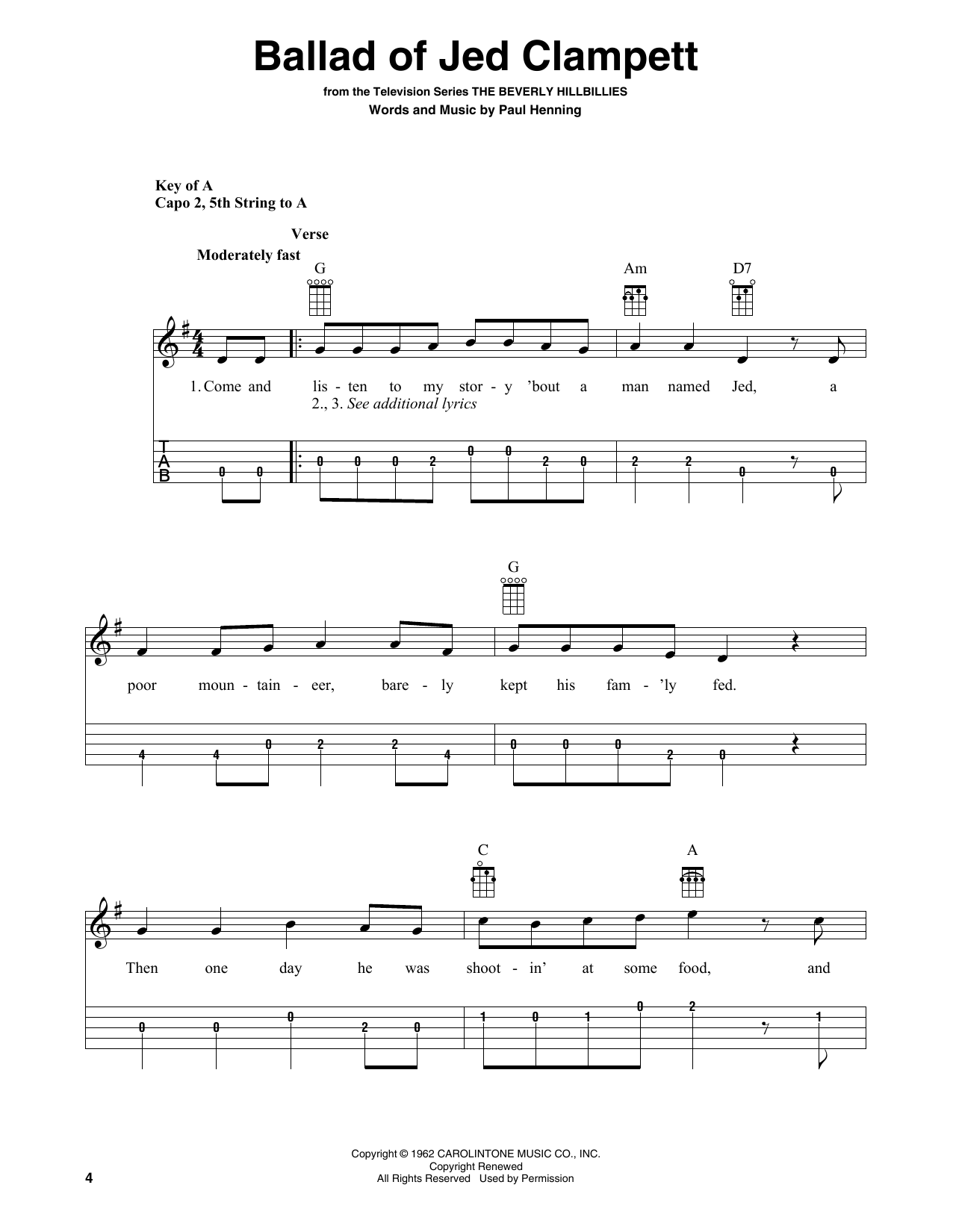 Product gallery: Page 1 of 1 Ballad Of Jed Clampett (from The Beverly Hillbillies) (arr. Fred Sokolow), Lester Flatt & Earl Scruggs