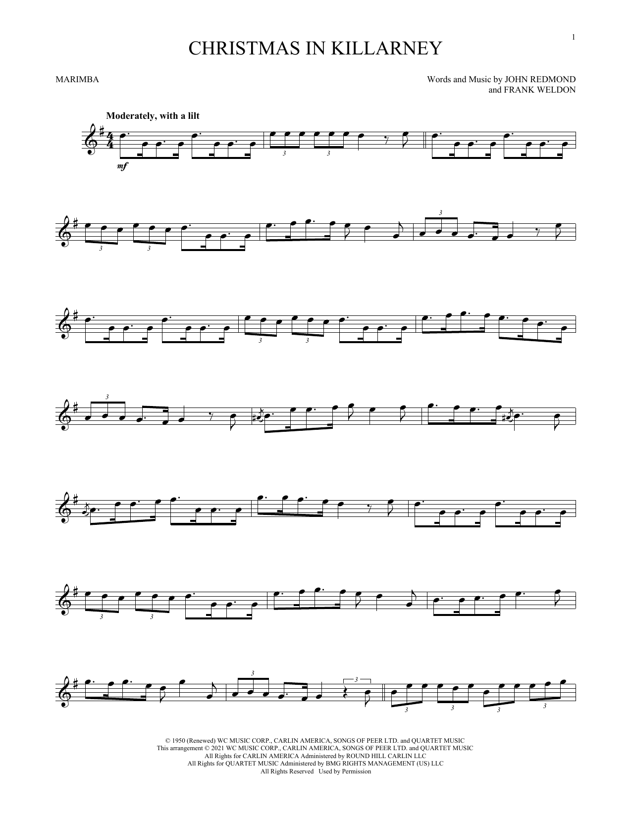 Produktgalerie: Seite 1 von 1 Christmas In Killarney, Frank Weldon, Marimba