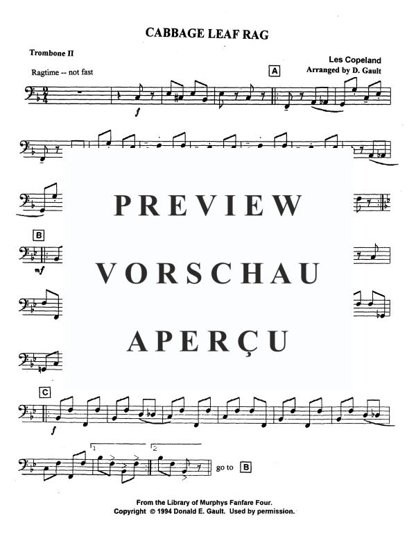 Produktgalerie: Seite 11 von 11 Cabbage Leaf Rag, , Blechbläser Quartett 2 Trompeten und 2 Posaunen