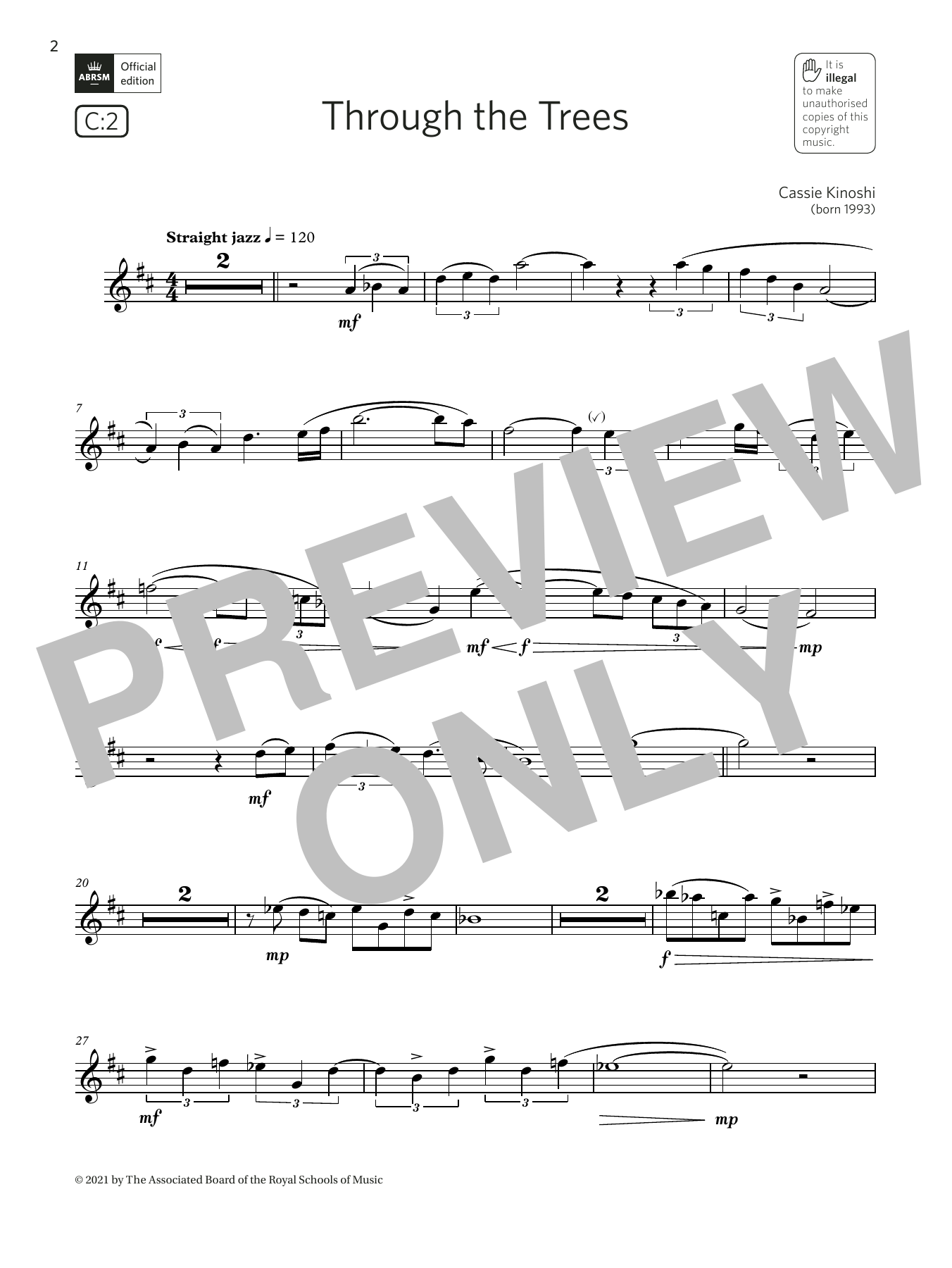Product gallery: Page 1 of 1 Through the Trees (Grade 5 List C2 from the ABRSM Saxophone syllabus from 2022), Cassie Kinoshi