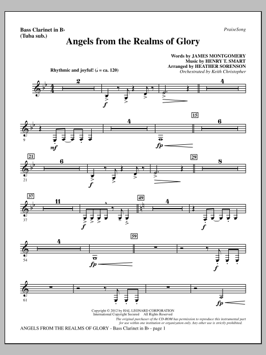 Product picture to: Angels From The Realms Of Glory - Bass Clarinet (sub. Tuba)