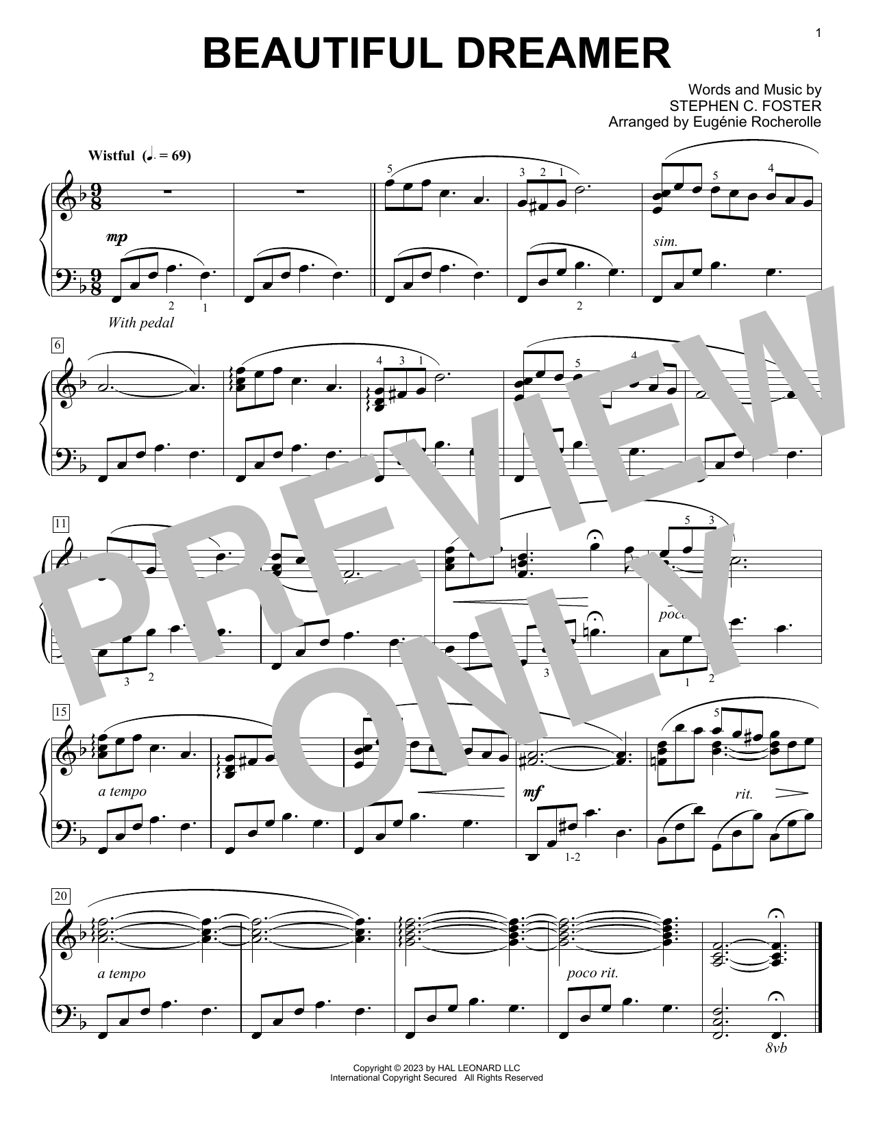 Product picture to: Beautiful Dreamer (arr. Eugénie Rocherolle)