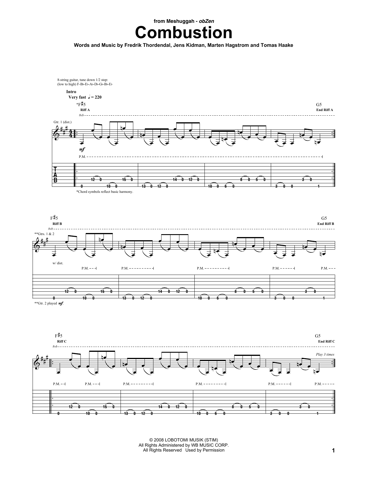 Produktgalerie: Seite 1 von 1 Combustion, Meshuggah, Gitarre