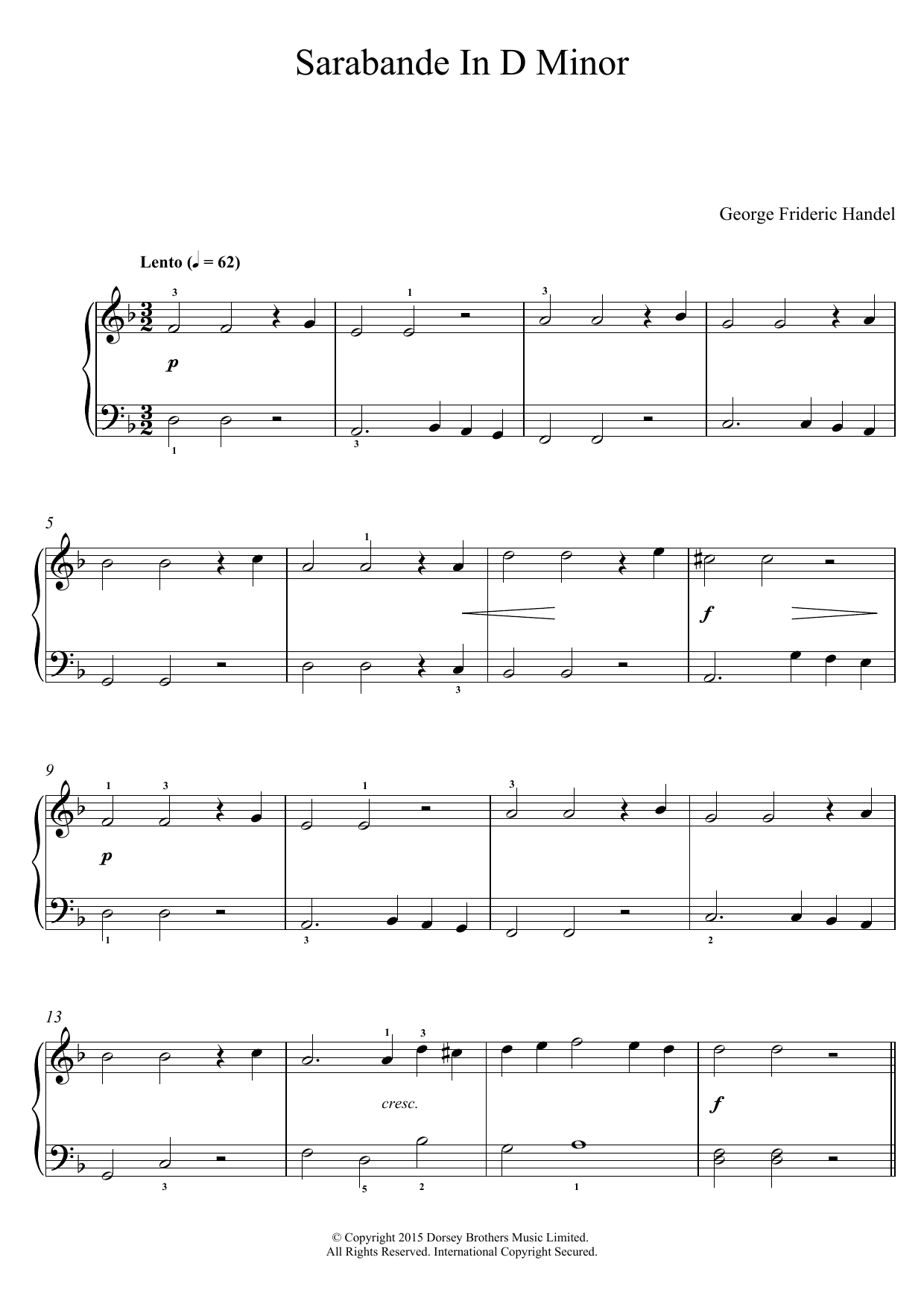 Product picture to: Sarabande (from Harpsichord Suite in D Minor)