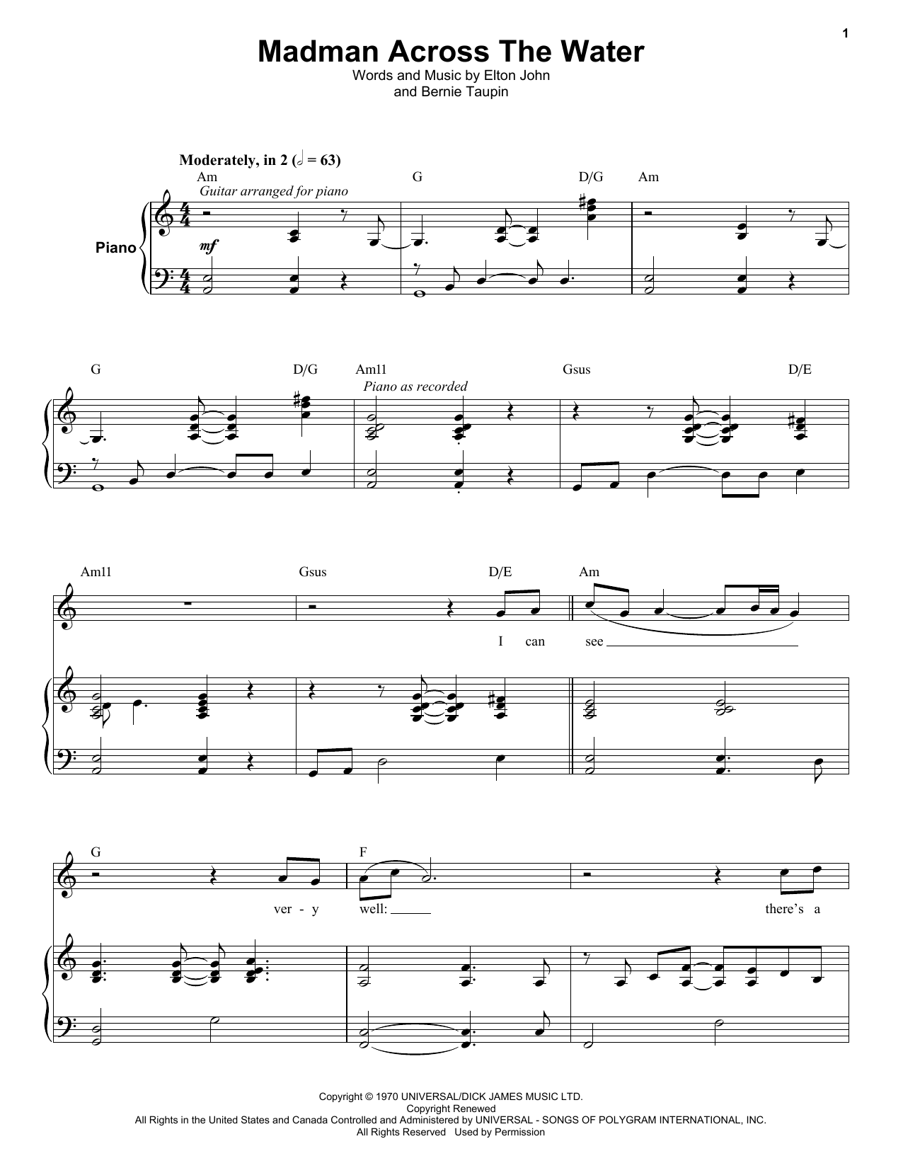 Product gallery: Page 1 of 1 Madman Across The Water, Elton John