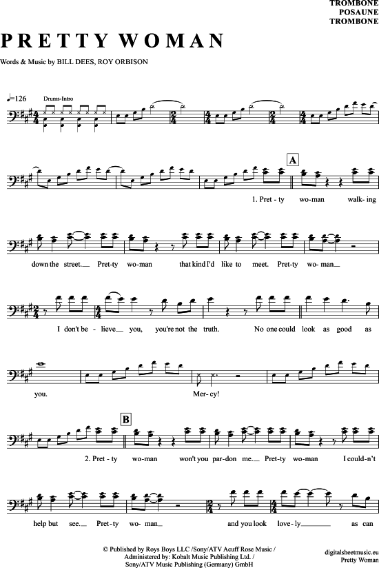 Product gallery: Page 1 of 4 Pretty Woman , Orbison, Roy, (Posaune / Bariton)