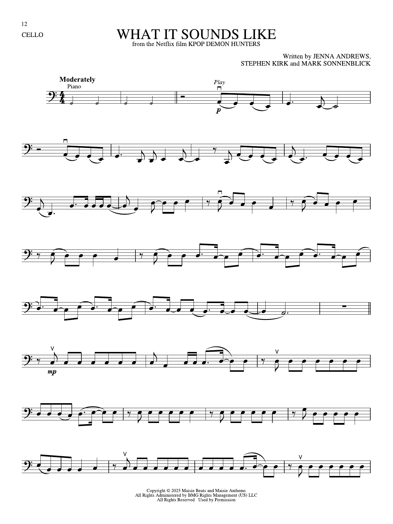 Produktgalerie: Seite 1 von 1 What It Sounds Like (from KPop Demon Hunters), Jenna Andrews, Violoncello