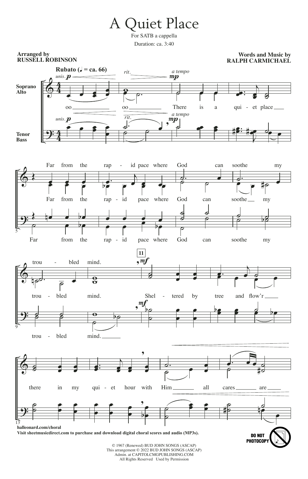 Produktbild zu: A Quiet Place (arr. Russell Robinson)