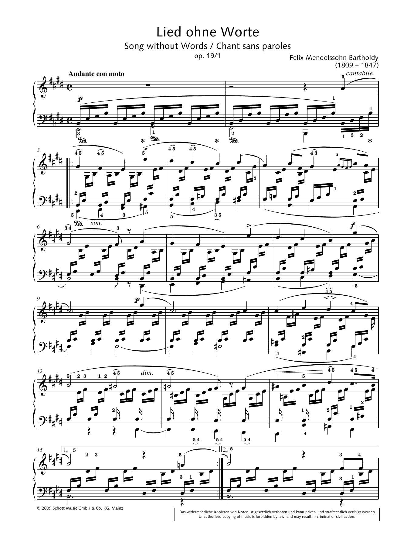 Product gallery: Page 1 of 1 Song without Words in E major, Hans-Gunter Heumann