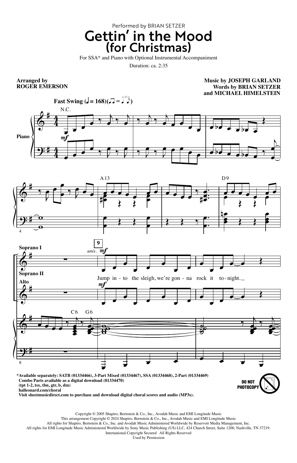 Produktgalerie: Seite 1 von 1 Gettin' In The Mood (For Christmas) (arr. Roger Emerson), Brian Setzer, Chor