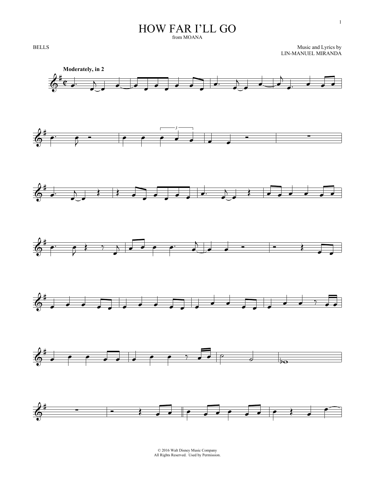 Produktgalerie: Seite 1 von 1 How Far I'll Go (from Moana), Lin-Manuel Miranda, Percussion