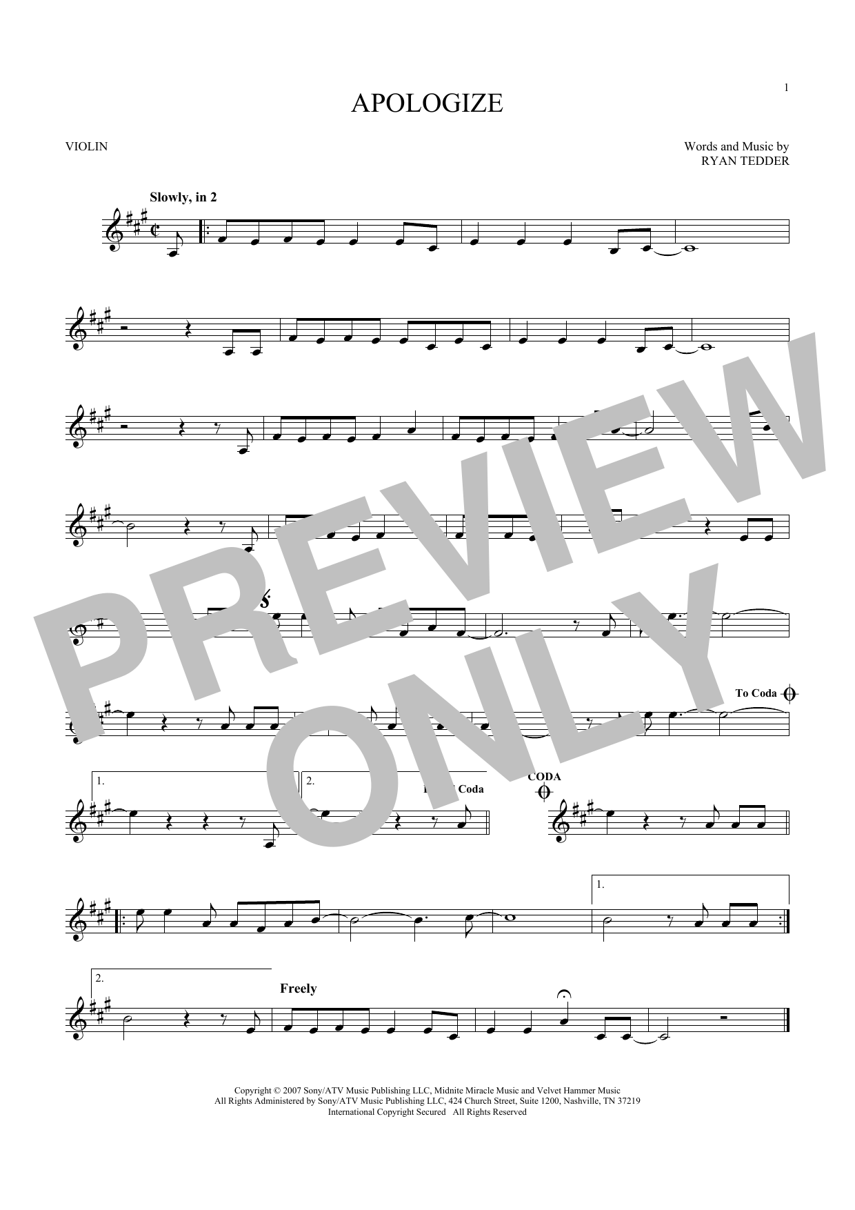 Product picture to:  Apologize - OneRepublic