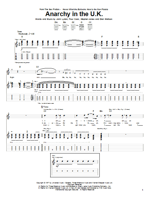 Produktgalerie: Seite 1 von 1 Anarchy In The U.K., Sex Pistols, Gitarre