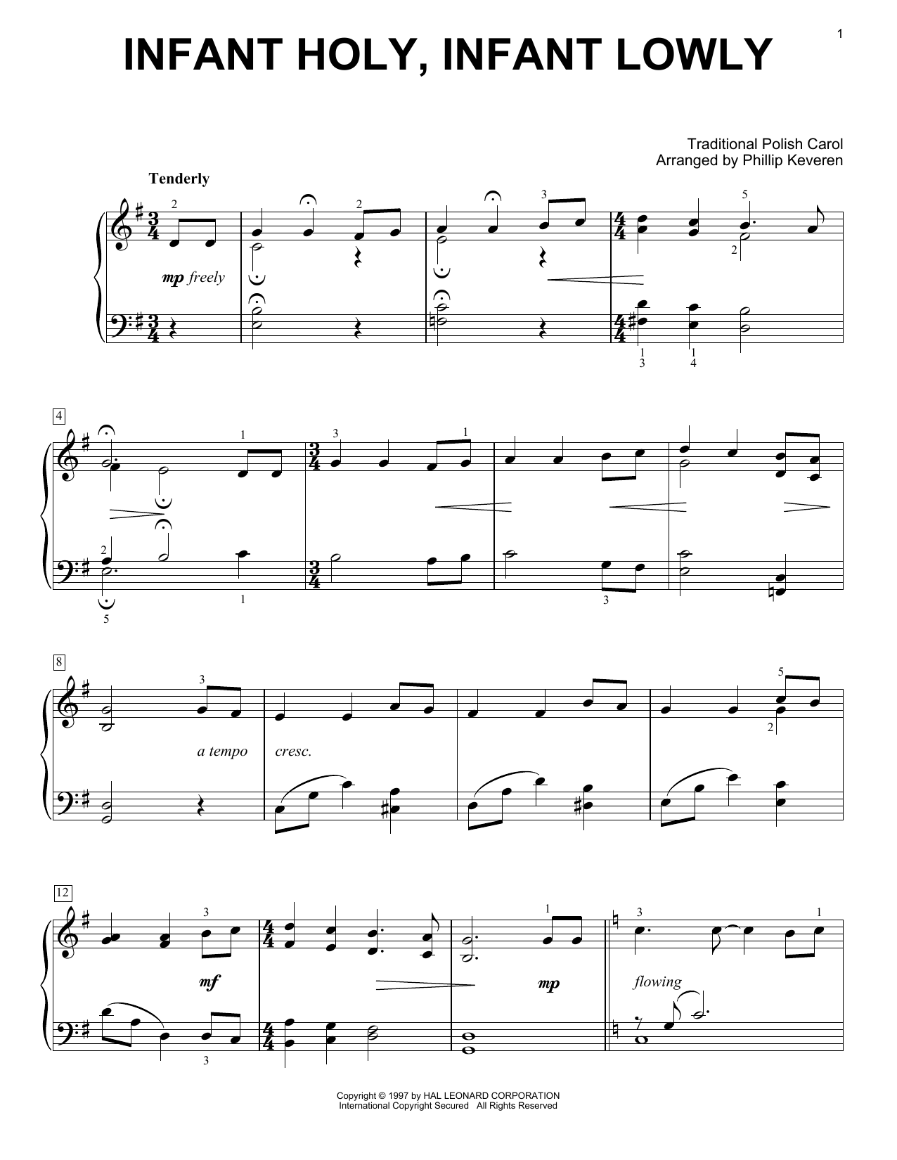 Produktgalerie: Seite 1 von 1 Infant Holy, Infant Lowly (arr. Phillip Keveren), Traditional Polish Carol, Klavier