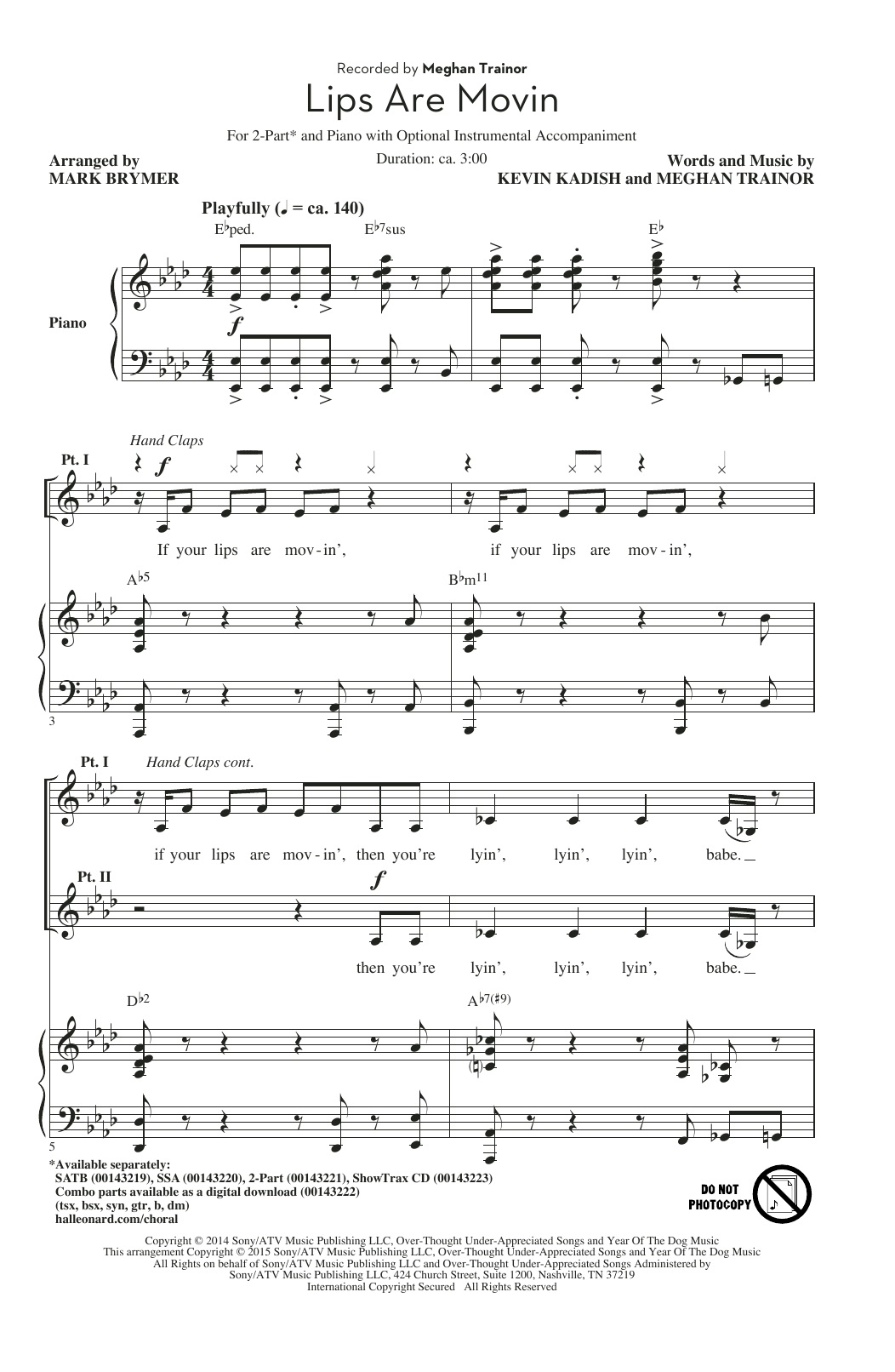 Product picture to: Lips Are Movin (arr. Mark Brymer)