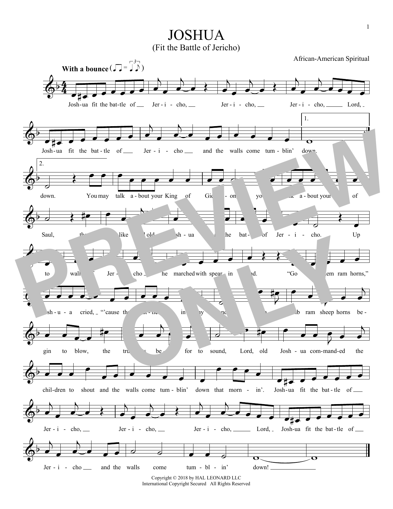 Product gallery: Page 1 of 1 Joshua (Fit The Battle Of Jericho), African-American Spiritual