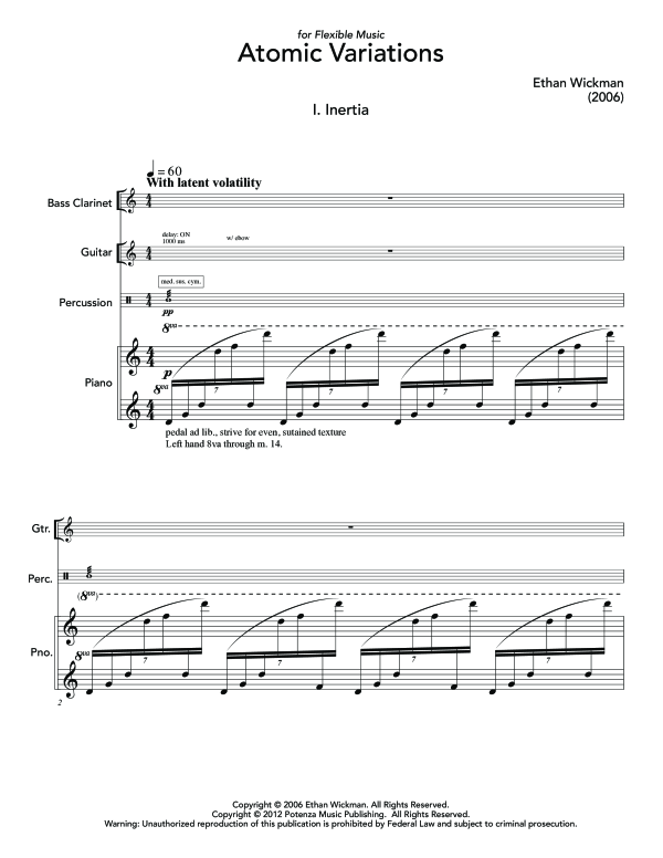 Produktgalerie: Seite 1 von 11 Atomic Variations, , (Quartett Bass Klarinette, Gitarre, Percussion und Klavier)