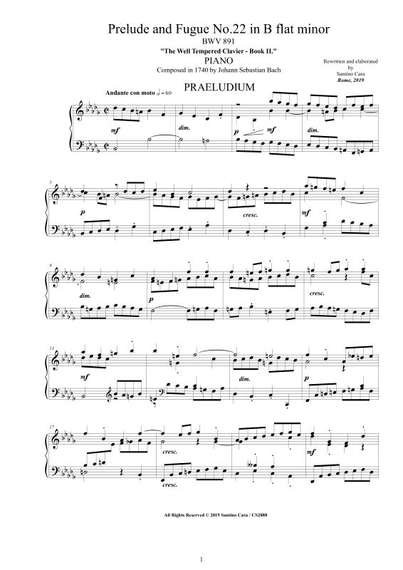 Product picture to: Prelude and Fugue No. 22 in B flat minor BWV 891Johann Sebastian Bach