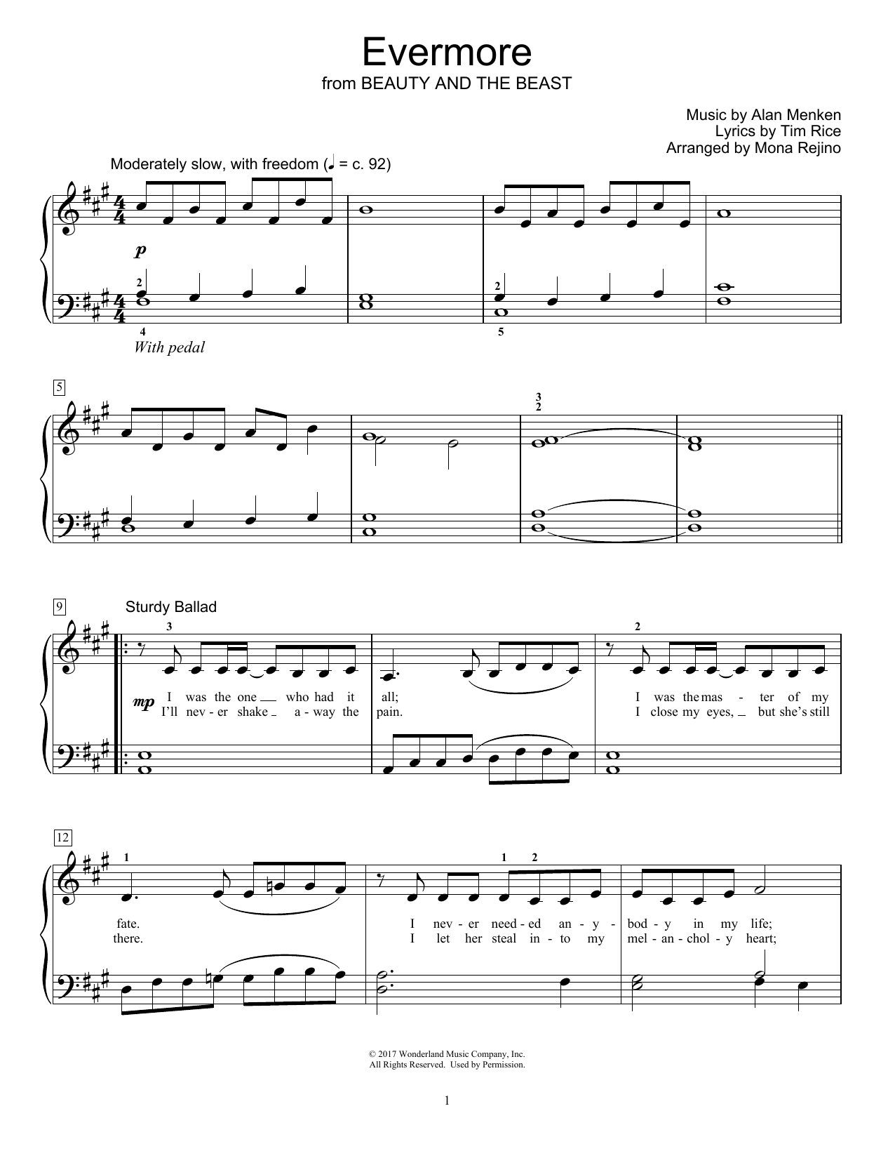 Product picture to: Evermore (from Beauty and the Beast) (arr. Mona Rejino)