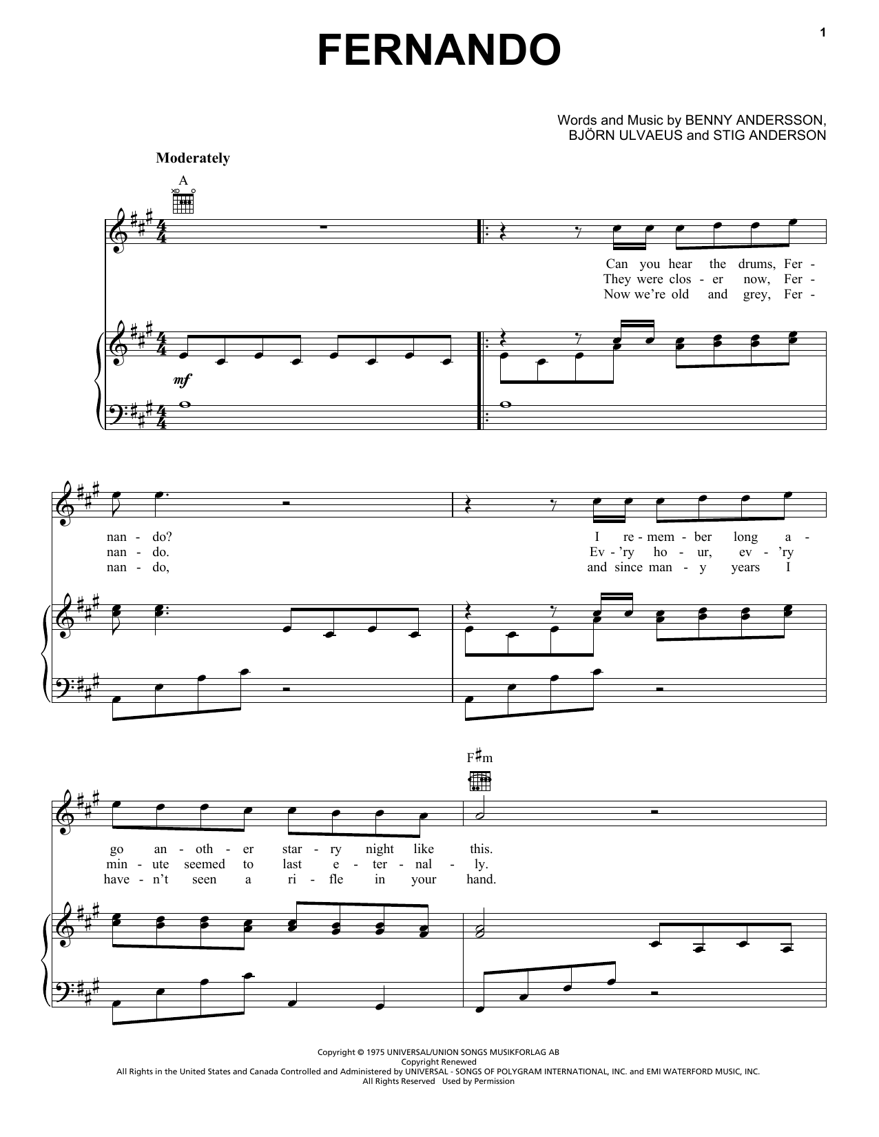 Produktgalerie: Seite 1 von 1 Fernando, ABBA, Gesang, Gitarre, Klavier