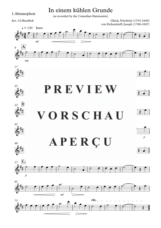Product gallery: Page 6 of 9 In einem kühlen Grunde, Comedian Harmonists, (Saxophone Quartet AATB)