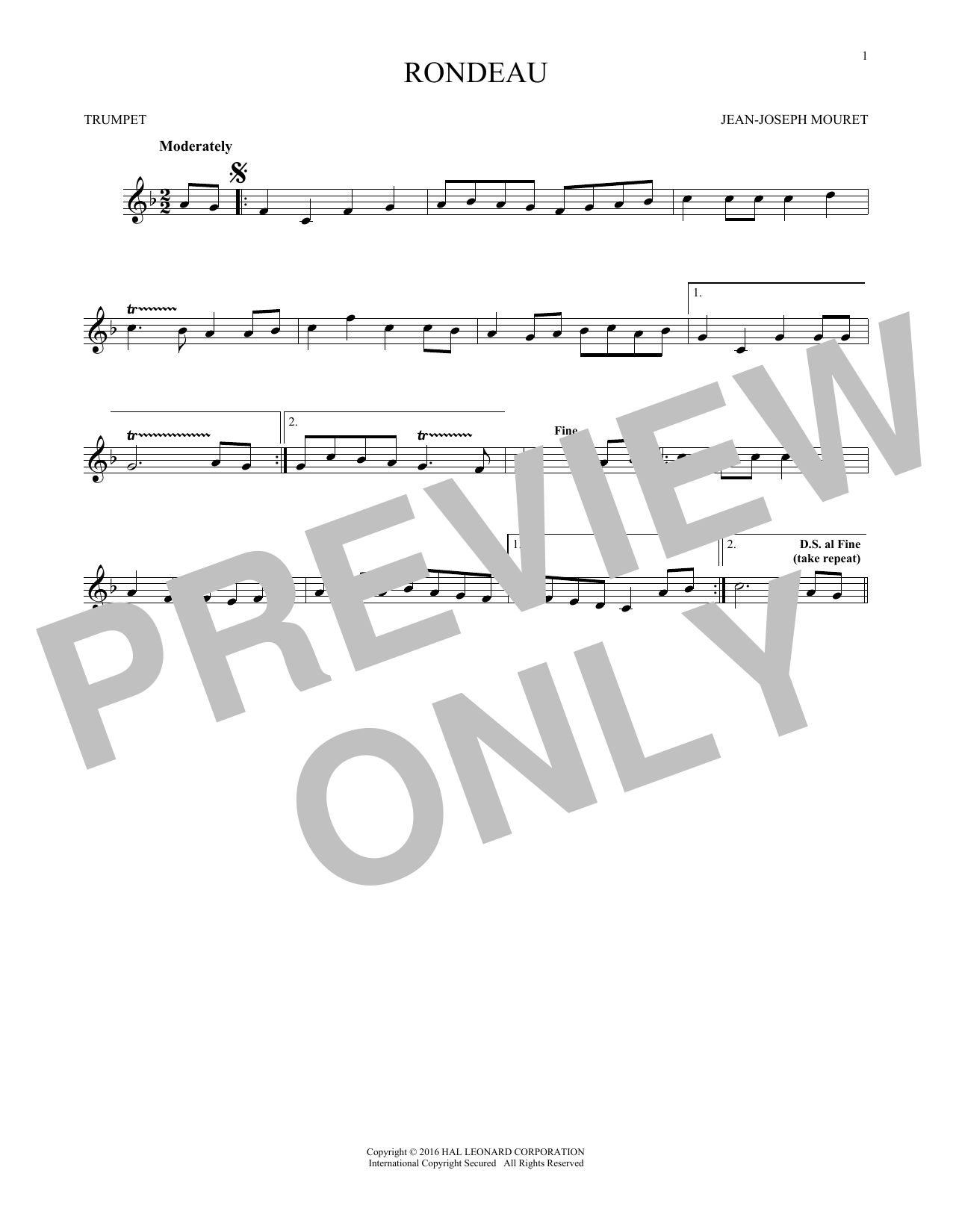 Produktgalerie: Seite 1 von 1 Fanfare Rondeau, Jean-Joseph Mouret, Trompete