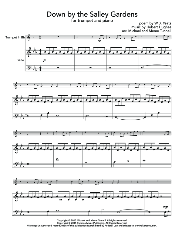 Produktgalerie: Seite 1 von 9 Down by the Salley Gardens, , (Trompete in B und Klavier)