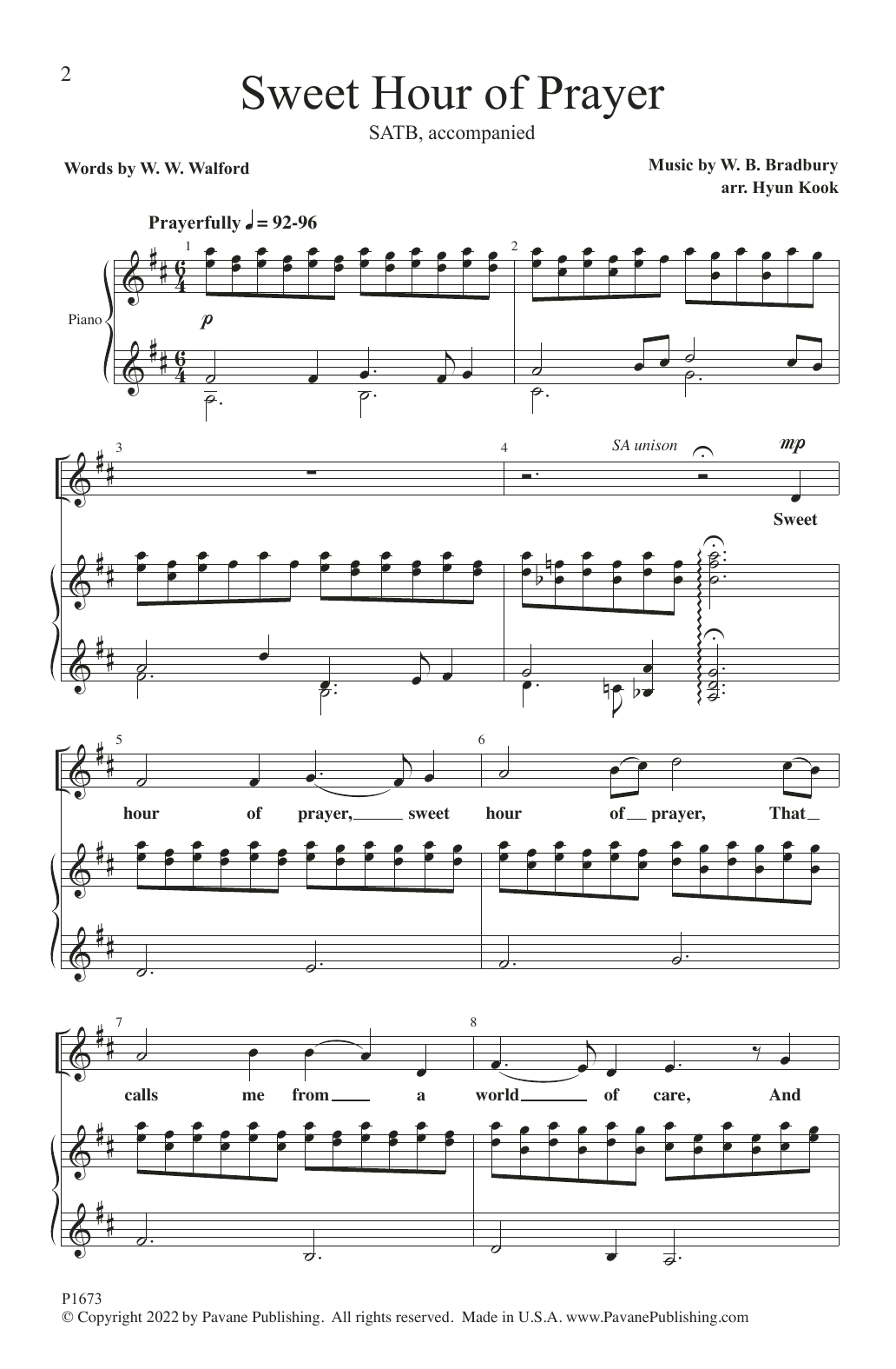 Product gallery: Page 1 of 1 Sweet Hour of Prayer (arr. Hyun Kook), W.B. Bradbury