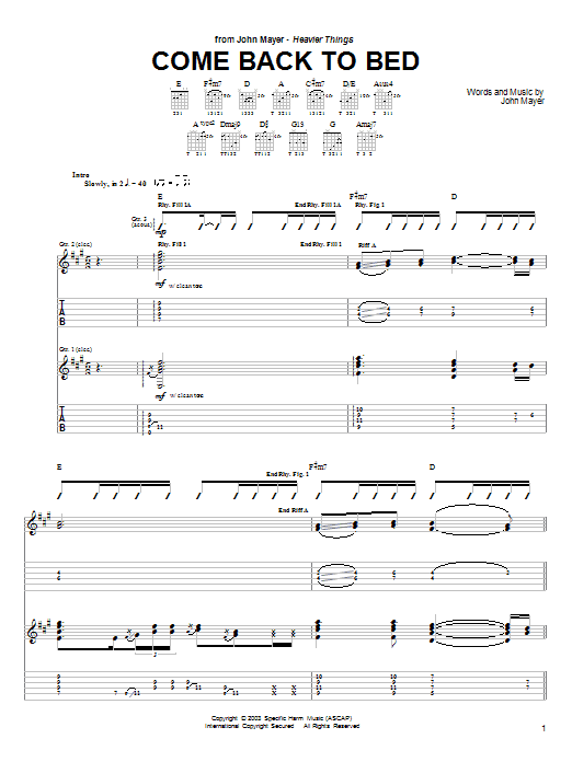 Produktgalerie: Seite 1 von 1 Come Back To Bed, John Mayer, Gitarre