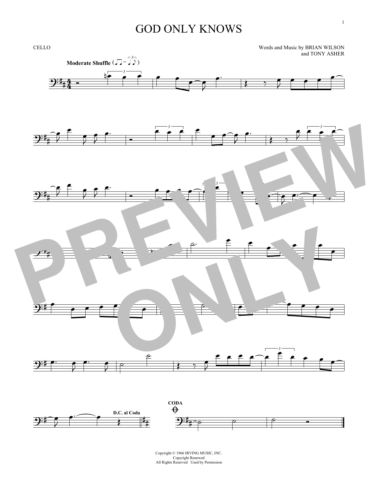 Produktgalerie: Seite 1 von 1 God Only Knows, The Beach Boys, Violoncello