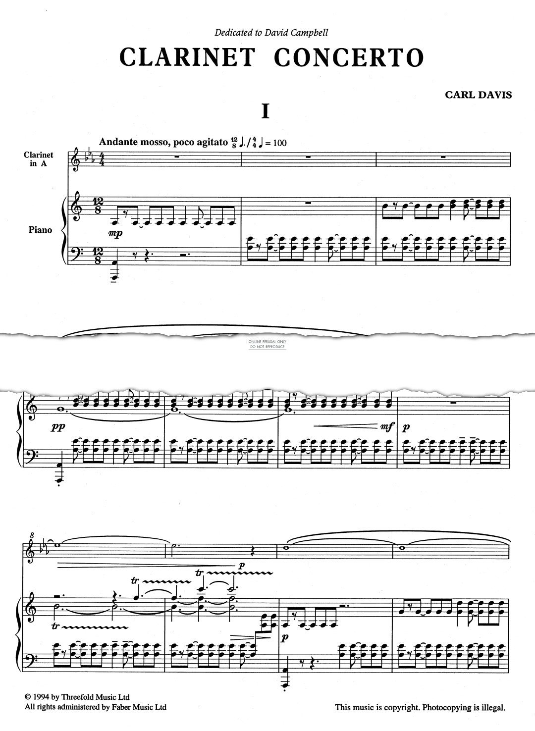 Product gallery: Page 1 of 1 Clarinet Concerto, Carl Davis