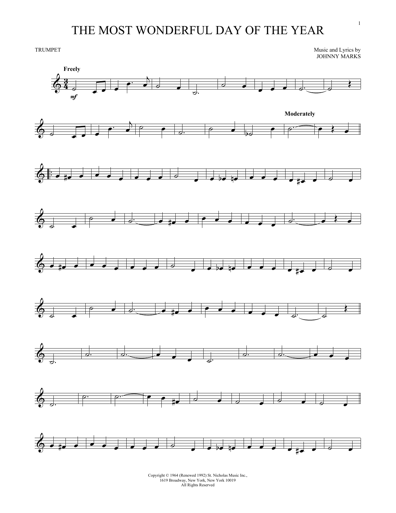 Produktgalerie: Seite 1 von 1 The Most Wonderful Day Of The Year, Johnny Marks, Trompete