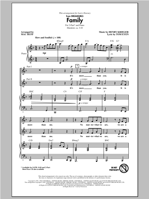 Product picture to: Family (from Dreamgirls) (arr. Mac Huff)