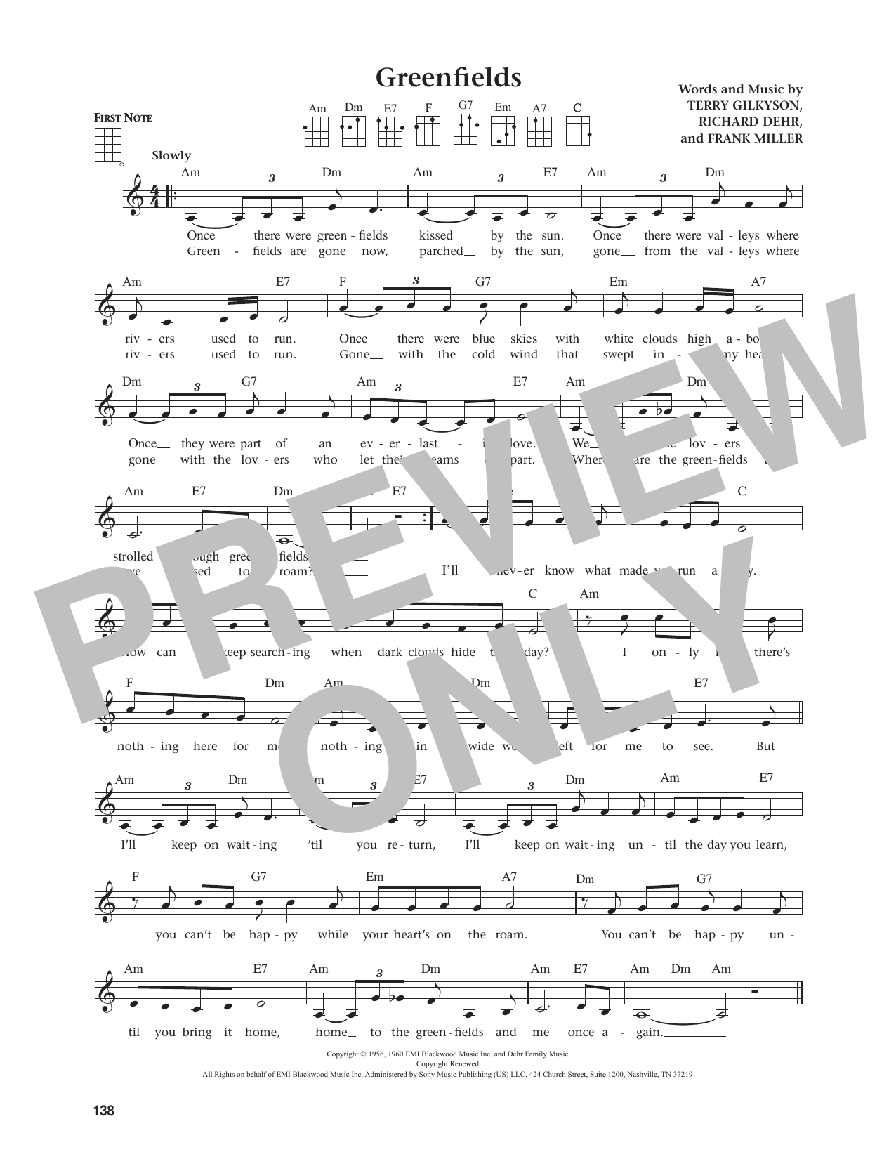 Produktgalerie: Seite 1 von 1 Greenfields (from The Daily Ukulele) (arr. Jim Beloff), The Brothers Four, Ukulele