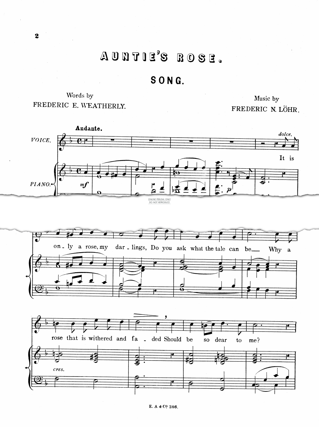 Produktgalerie: Seite 1 von 1 Auntie's Rose, Frederic N. Lohr, Gesang, Klavier